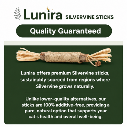Lunira™ Natural Silvervine Dental Sticks - One Stick. Cleaner Teeth. Calmer Cat. Healthier Life.
